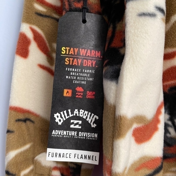 new Billabong Stone Tropical Furnace Fleece Button Up Shaket US M - Picture 9 of 11